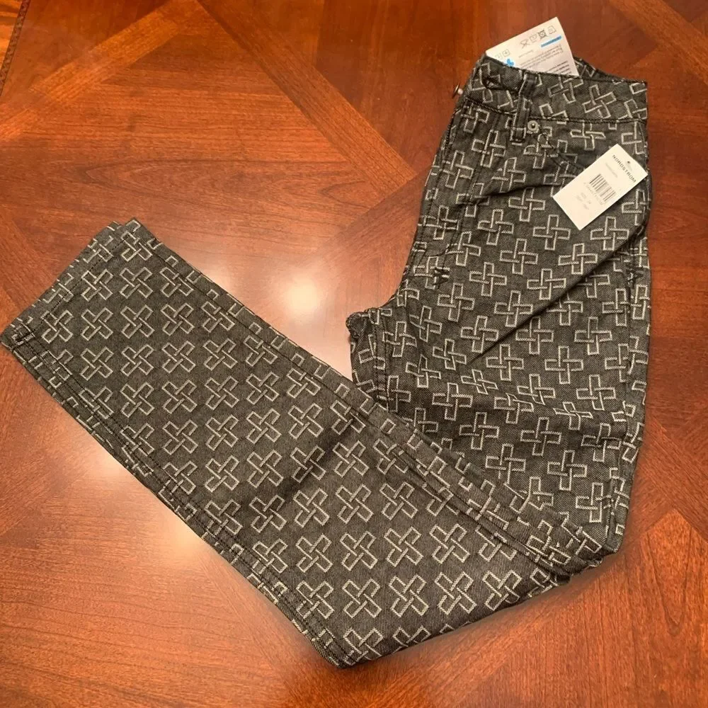 Ksubi Women’s slim pin monogram cropped ankle pants size 24, NWT